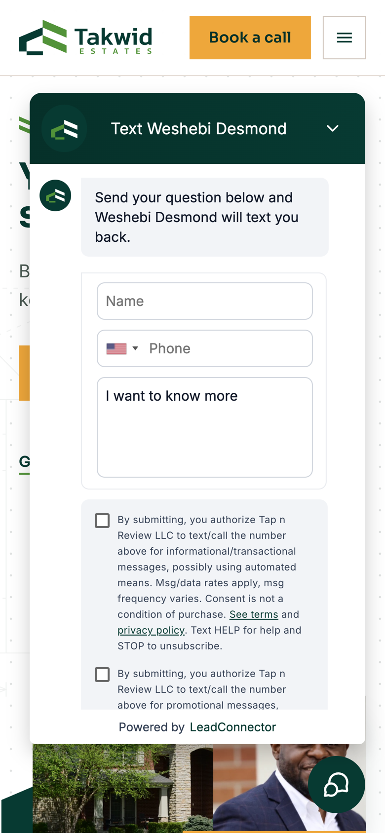 The same chat window open on a phone