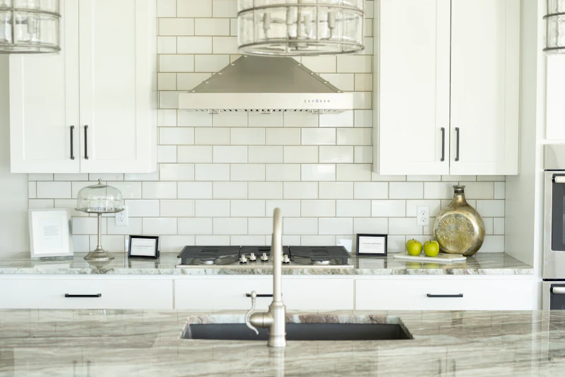 White kitchen with a farmhouse sink